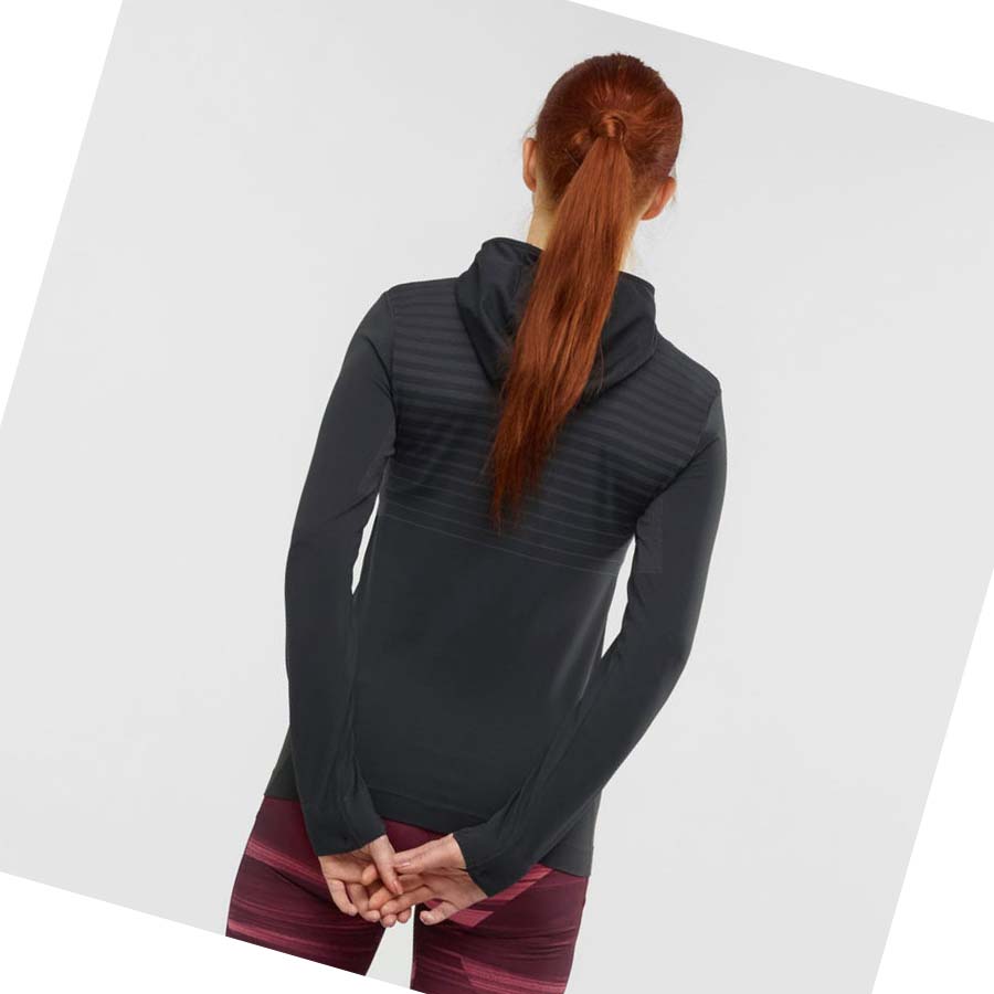 Salomon ESSENTIAL SEAMLESS Kadın Kapüşonlu Sweatshirt Siyah | TR 2534AHK